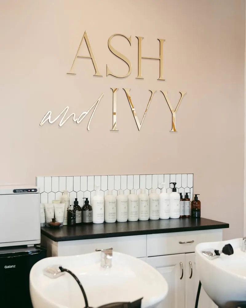 Ash and Ivy organic hair products and salon display in Evans, GA